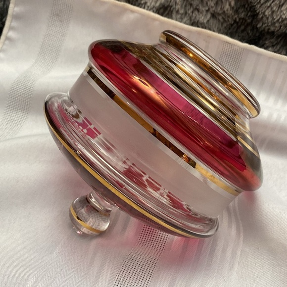 Bohemiam Ruby Red Crystal Glass Candy Dish - Picture 12 of 16